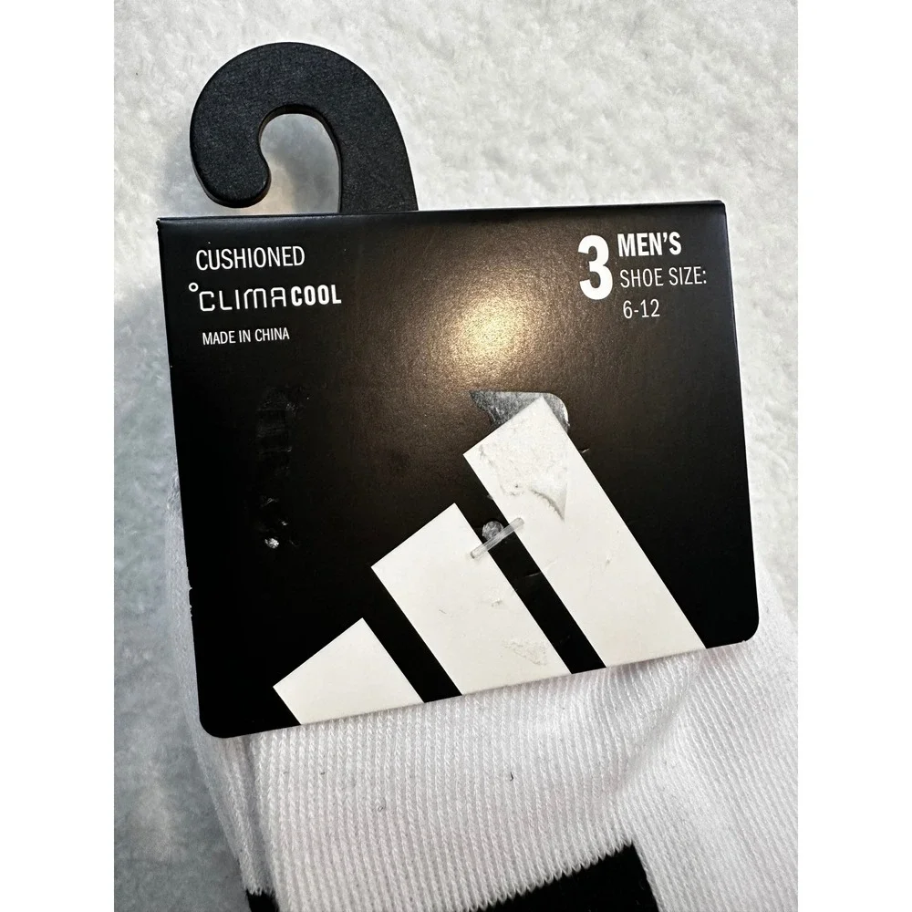 Adidas Mens ClimaCool No Show Socks 3-Pack White Black Grey Size 6-12 5157549A
